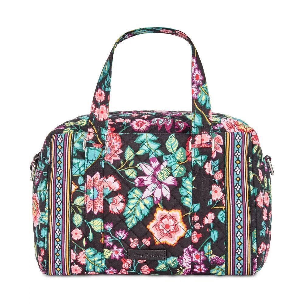 Vera Bradley Black Multicolor Floral Print Iconic 100 Tote Handbag One Size